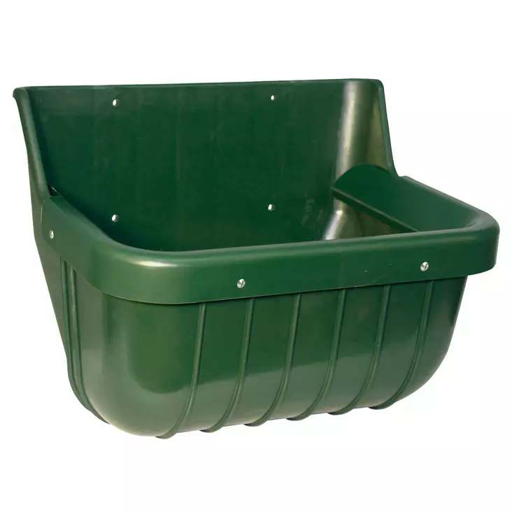 Ruokinta-astia irroitettavalla reunalla 15L 42x32x30cm vihreä VPlast - Hevosen ruokinta-astiat ja ämpärit - 055262 - 1