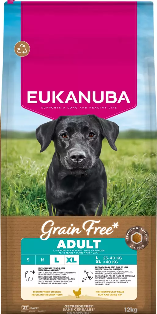 Adult L-XL Grain Free rich in Chicken 12kg Eukanuba - Koiran kuivaruoat aikuisille koirille - 057512 - 1