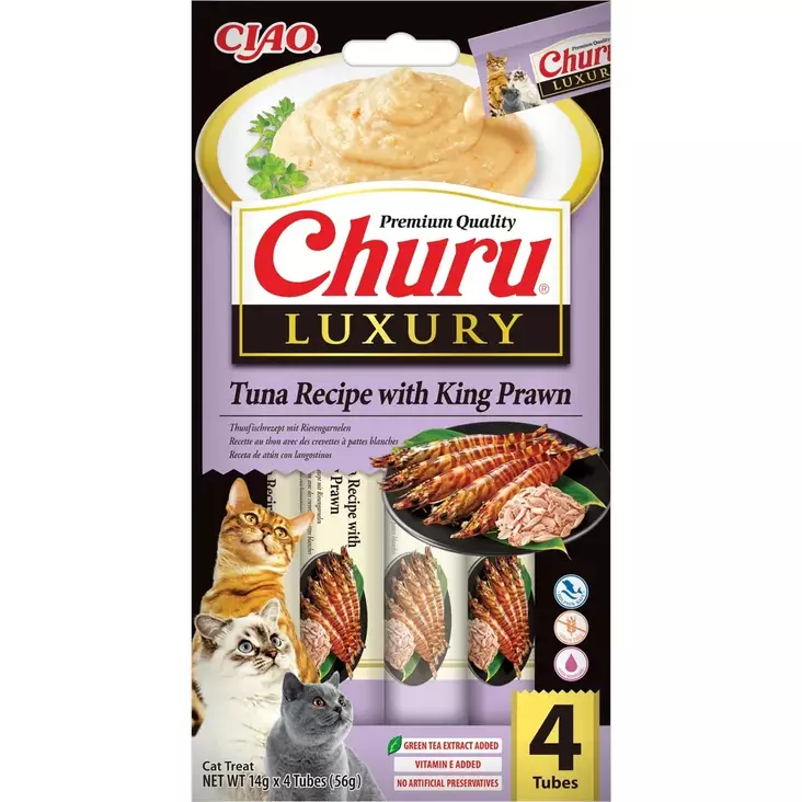 Herkkutahna tonnikala & jättikatkarapu 4x14g Luxury Churu - Kissan herkut ja makupalat - 059582 - 1