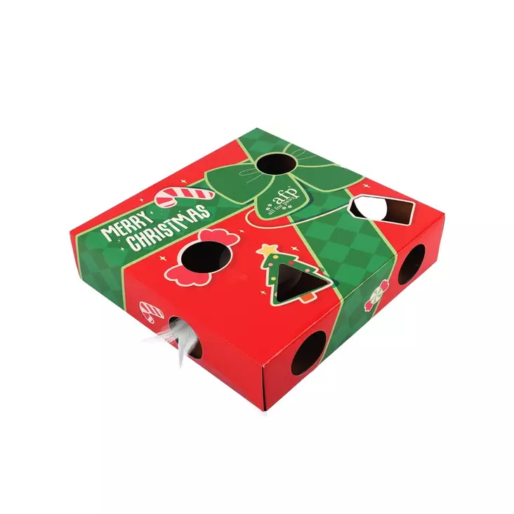 Kurkistuslaatikko Happy Holidays Peek'A'Pounce Gift Box 28cm All For Paws - Kissan aktivointilelut - 054532 - 1