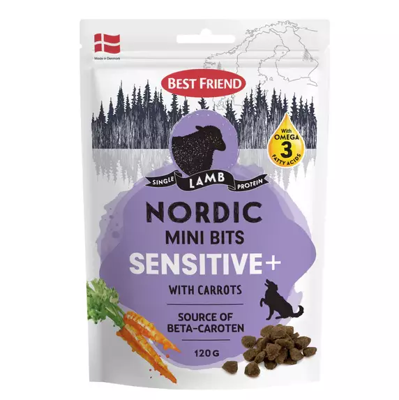 Namipala Nordic Mini Bits Sensitive+ Lammas & Porkkana 120g Best Friend - Koiran herkut ja makupalat - 050392 - 1
