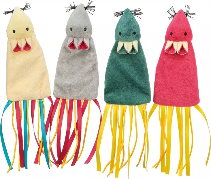 Plyyshihiiri kissanmintulla, rapinalla ja hapsuilla 14,5x25cm värimix Trixie - Kissan hiiret, linnut, perhoset ym. - 047532 - 1