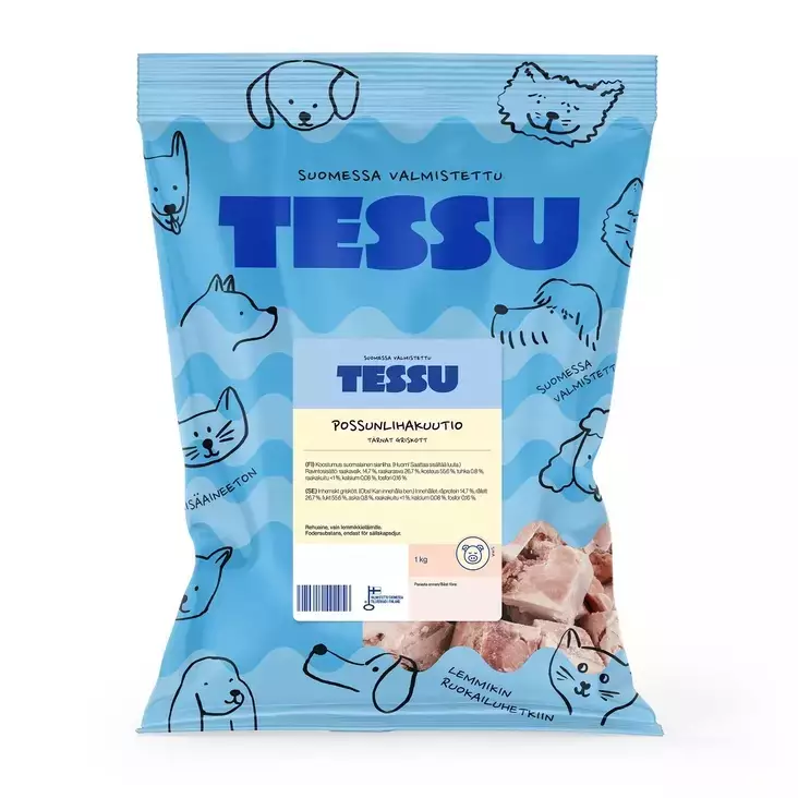 Possunlihakuutio 1kg pakaste Tessu - Koiralle pakastelihat ja -elimet - 019022 - 1