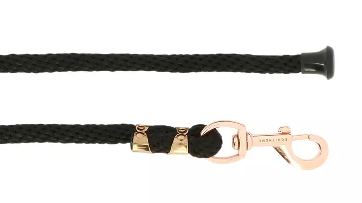 Riimunnaru nylon ruusukultainen lukko musta 2m Equitheme - Hevosen nylonriimunarut - 052042 - 1
