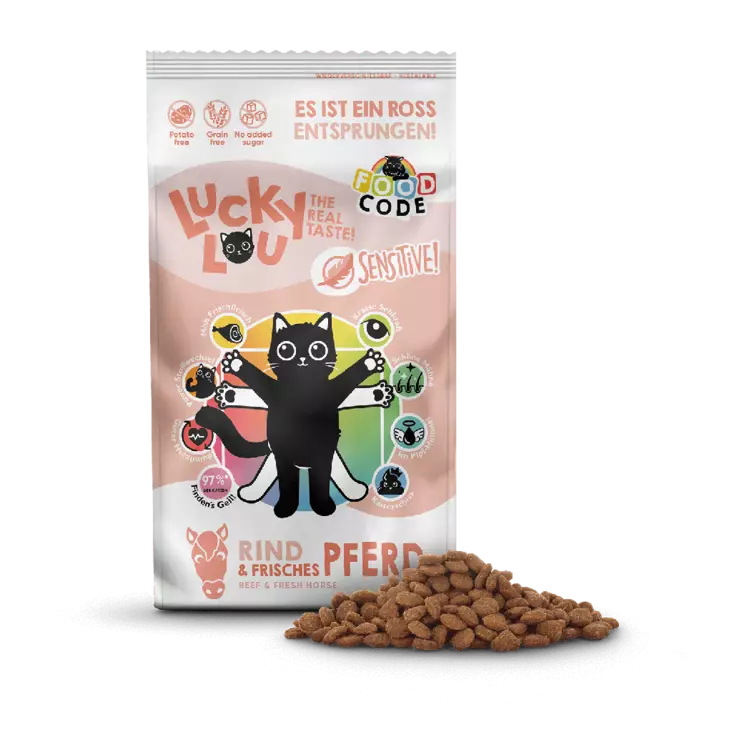 Sensitive Beef & Horse 750g Lucky Lou - Kissan kuivaruoat aikuisille kissoille - 052342 - 1