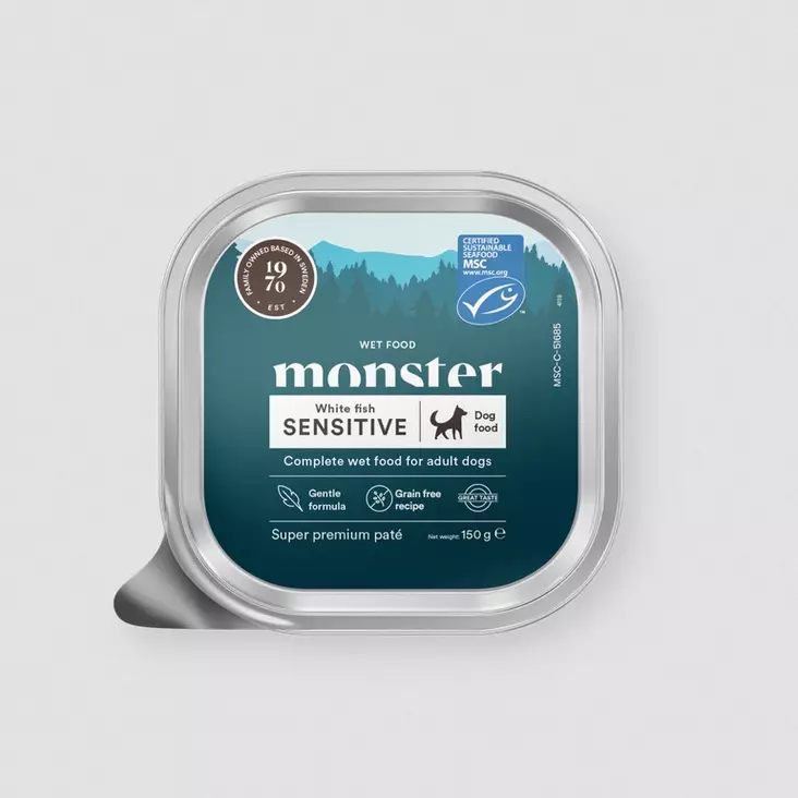 Sensitive White Fish pate 150g monster Dog - Koiran säilykkeet erityisruokavaliot - 057792 - 1
