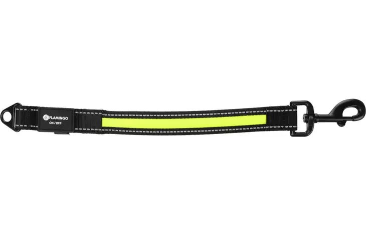 Talutinjatko Flitzy LED valolla 39x2,5cm musta-keltainen Flamingo - Talutin jakajat ja jatkot - 050732 - 1