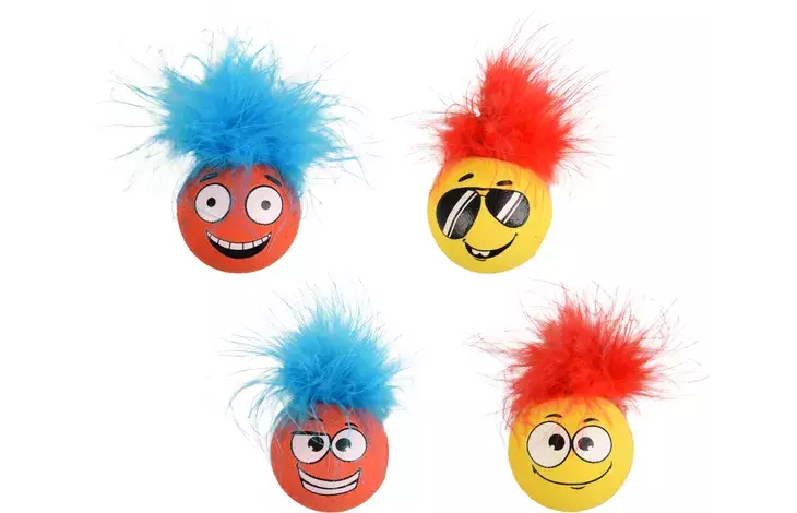 Vaahtokumipallo Holly naamalla ja höyhenillä 4,5cm Flamingo - Kissan pallot - 055462 - 1