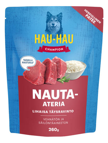 Nauta ateria 260g Hau Hau Champion - Koiran säilykkeet aikuisille koirille - 029813 - 1