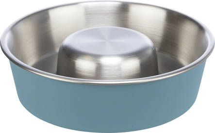 Teräskuppi muovipinnoitteella Slow Feed 1L/21cm sininen/harmaa Trixie - Koiran metallikupit ja telineet - 023093 - 5