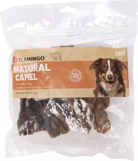 Kamelin nahkaliuska leveä 200g Snacks Nature Flamingo - Koirien puruluut - 059353 - 2