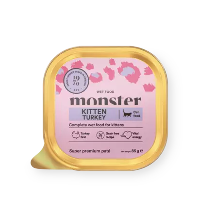 Kitten Turkey (kalkkuna) pate 85g monster cat - Kissanpennun säilykkeet ja kasvatusruoat - 059873 - 1