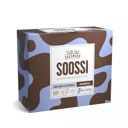 Soossi Kana-nauta-metsämarja 8x120g Dagsmark - Koiran säilykkeet aikuisille koirille - 059993 - 1