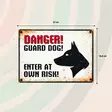 Metallikyltti "Danger! Guard dog! Enter at own risk!" 21x14,8cm Flamingo - Varoitus- ja huomiokyltit - 059343 - 2