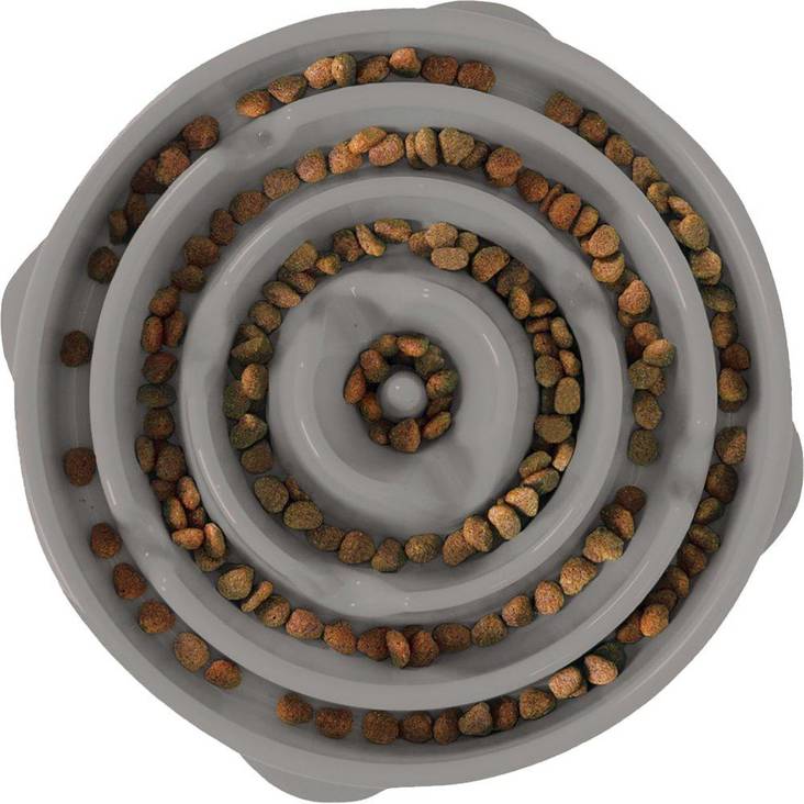 Ahmimisenestokuppi L 28cm harmaa Slo-Bowl Fun Feeder Outward Hound - Aktivoivat ja ahmimisenesto ruokakupit - 038693 - 1