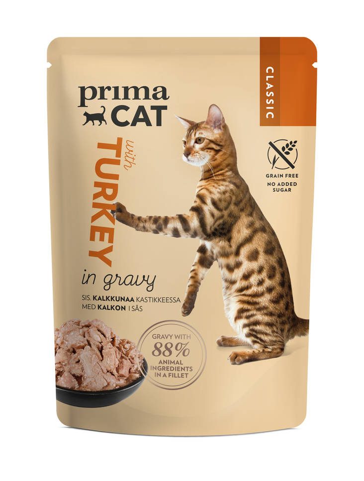 Classic kalkkuna 85g kastikkeessa PrimaCat - Aikuisten kissojen säilykkeet - 029893 - 1