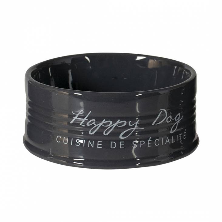 Keramiikkakuppi Happy Dog 10,5cm/300ml tummanharmaa Duvo+ - Koiran keramiikkakupit - 016493 - 1