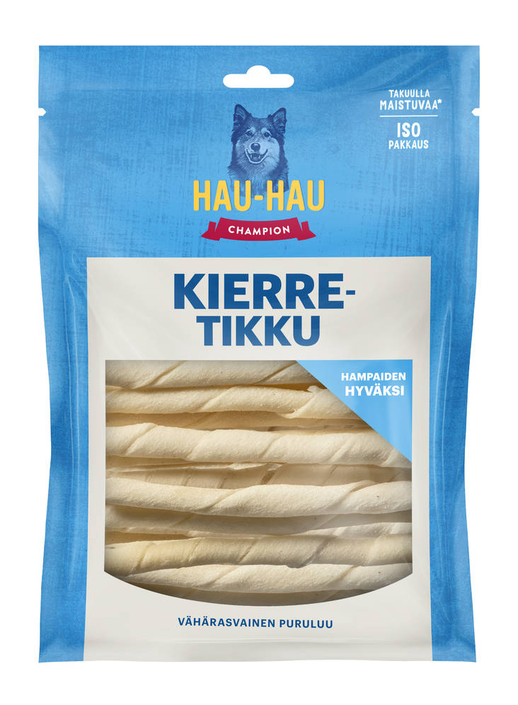 Kierretikku 14cm 600g valkoinen Hau Hau Champion - Koirien puruluut - 029833 - 1