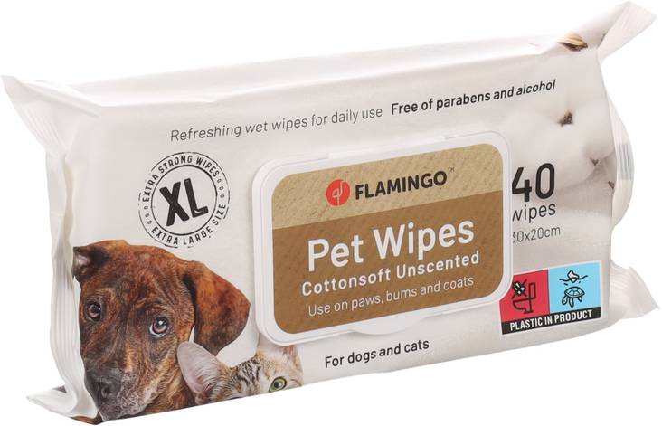 Puhdistusliinat Reini XL 30x20cm 40kpl Flamingo - Koiran puhdistusliinat ja kuivapesu - 038303 - 1