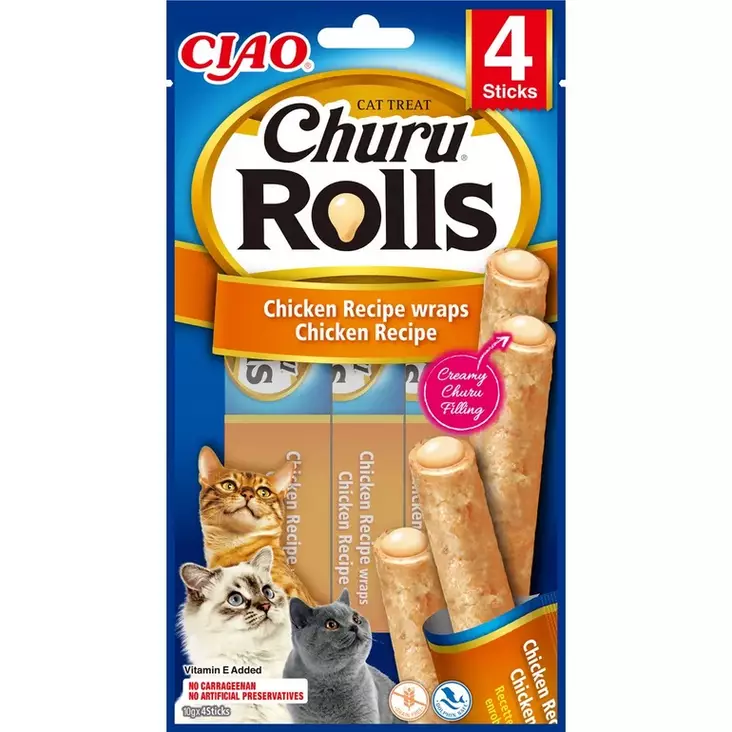 Herkkurullat kana 4x10g Churu Rolls - Kissan herkut ja makupalat - 045743 - 1