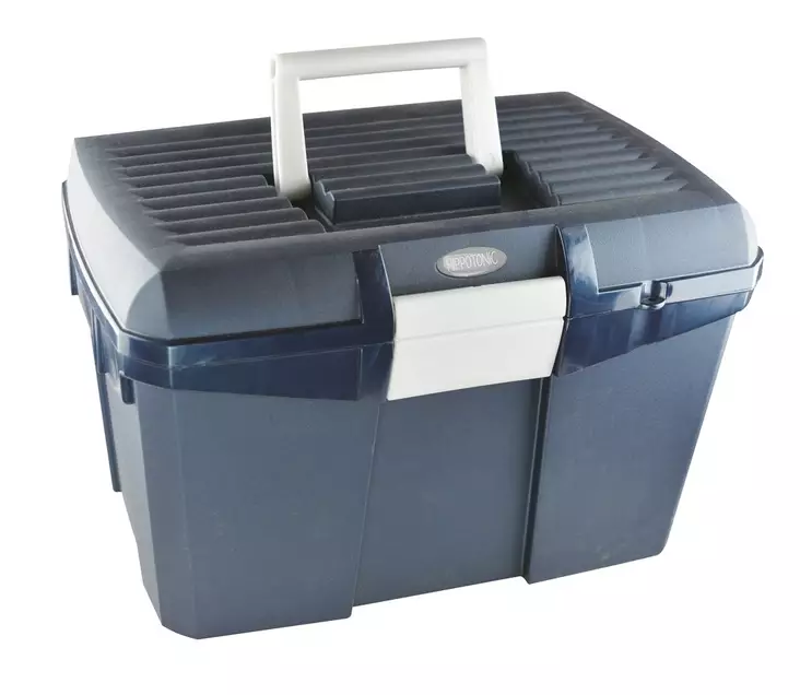 Harjalaatikko 40x27,5x24,5cm navy/harmaa Hippotonic - Hevosen hoitovälineiden säilytys - 048193 - 1