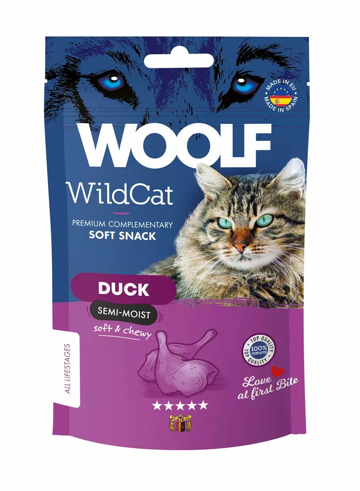 Kissanami Ankka & Kalkkunan maksa 50g puolikostea Wild Cat Snack Woolf - Kissan herkut ja makupalat - 052623 - 1