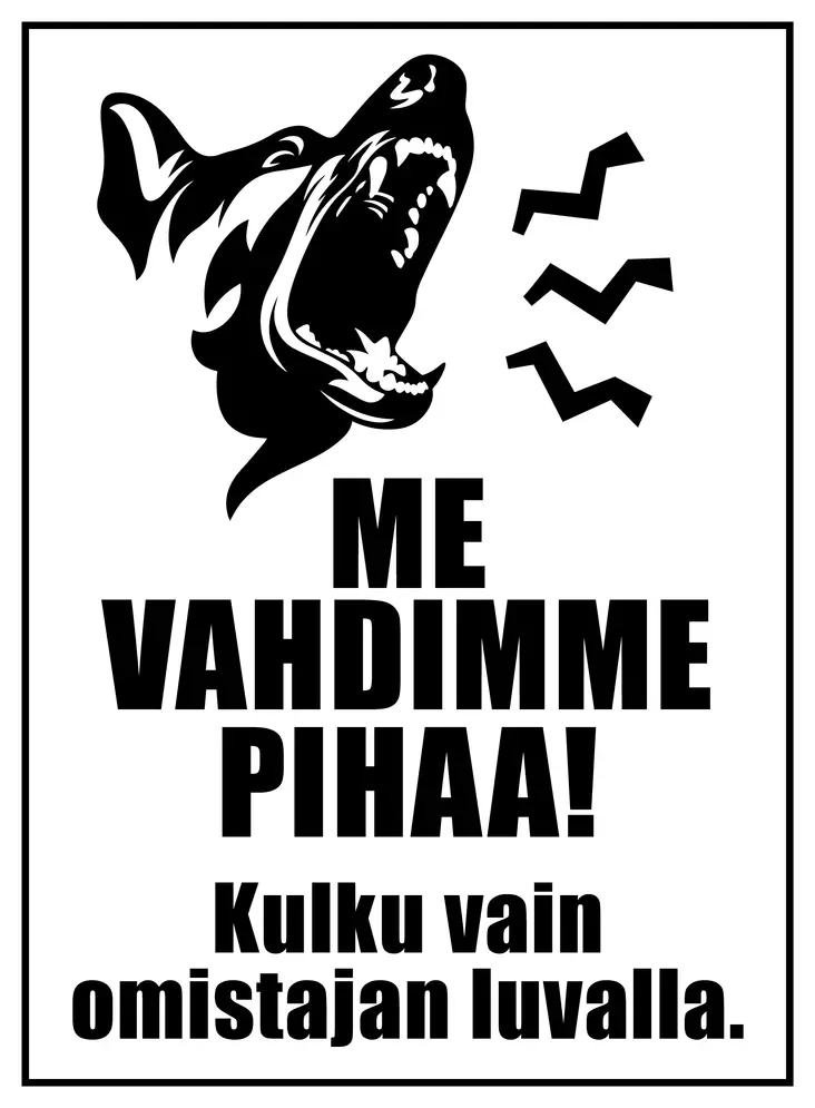 Kyltti Me vahdimme pihaa! saksanpaimenkoira - Varoitus- ja huomiokyltit - 055963 - 1