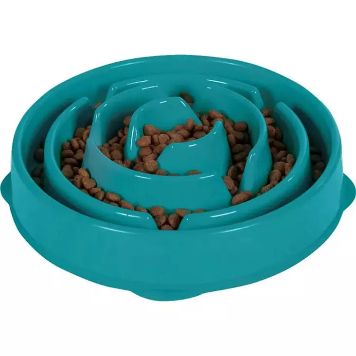 Ahmimisenestokuppi L 28cm turkoosi Slo-Bowl Fun Feeder Outward Hound - Aktivoivat ja ahmimisenesto ruokakupit - 016133 - 1