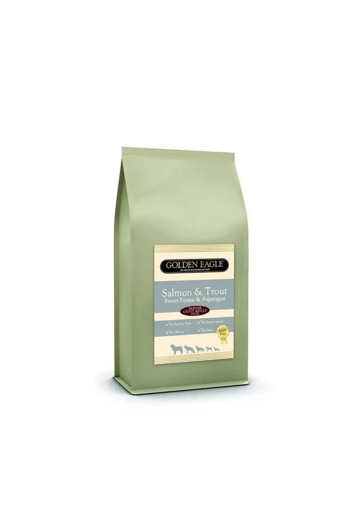 Dog Senior & Light 26/8 Salmon & Trout Naturally Golden Eagle - Koiran kuivaruoat ikääntyville koirille - 052853 - 1