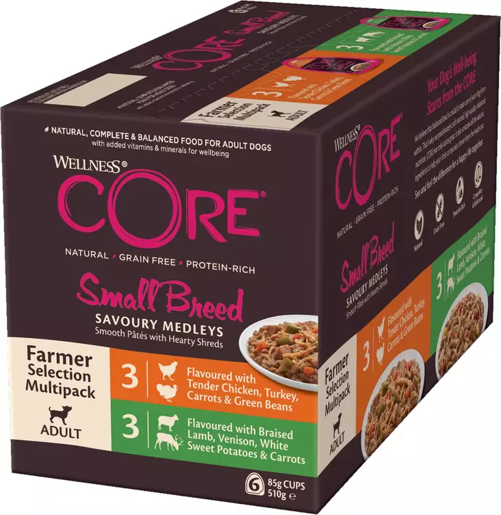 Farmer Multipack 6x85g Savoury Medleys Small Breed CORE - Koiran säilykkeet aikuisille koirille - 055023 - 1