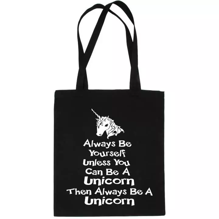 Kangaskassi Unicorn musta Print4U - Lahjatavarat - 056663 - 1