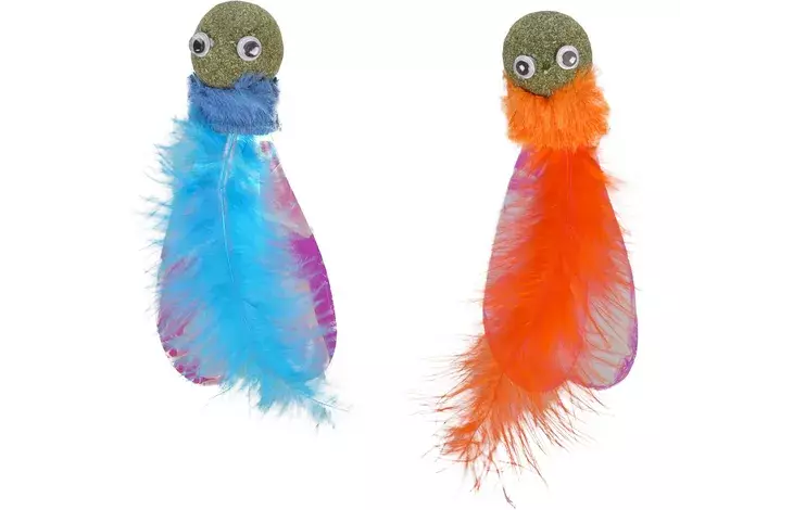 Kissanminttupallo Boleo höyhenillä 3x13cm Flamingo - Kissan pallot - 055463 - 1