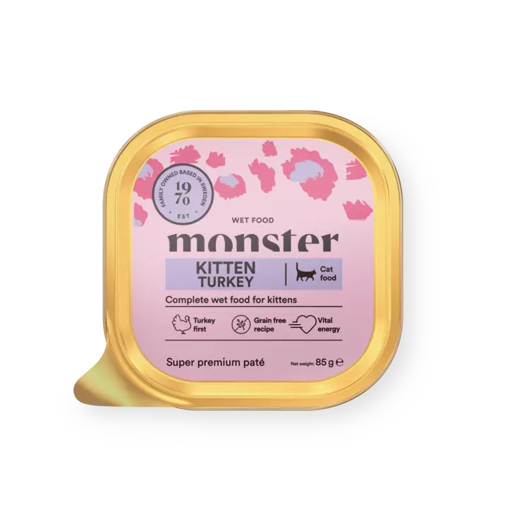 Kitten Turkey (kalkkuna) pate 85g monster cat - Kissanpennun säilykkeet ja kasvatusruoat - 059873 - 1