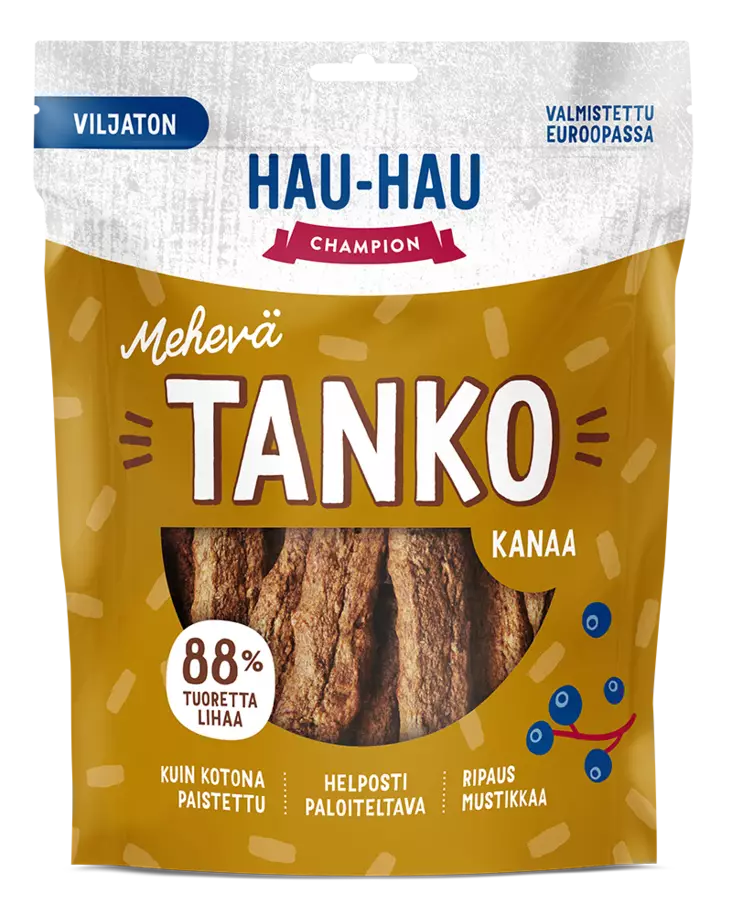 Viljaton herkkutanko Mehevä Kanaa viljaton Hau Hau Champion - Koiran herkut ja makupalat - 046573 - 1