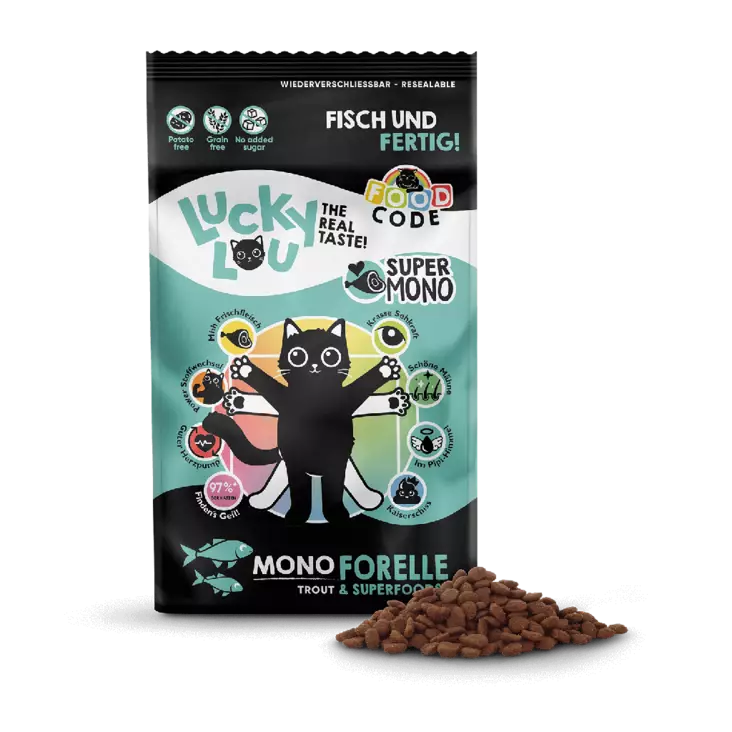 Mono Trouth & Superfood 750g Lucky Lou - Kissan kuivaruoat aikuisille kissoille - 052343 - 1
