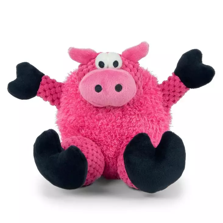 Pehmopossu Checkers Sitting Pig 20cm pinkki Godog - Koiran pehmolelut - 052183 - 1