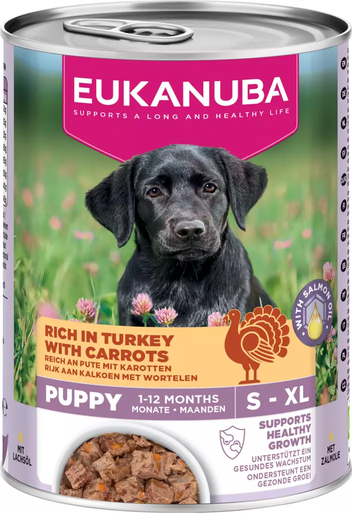 Puppy Kana Kalkkuna Porkkana 400g säilyke Eukanuba - Säilykeet pennuille ja kasvatukseen - 055243 - 1
