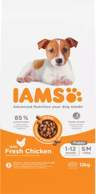 Dog Puppy Small / Medium chicken 12kg Iams Advanced Nutrition - Kuivaruoat pennuille ja kasvatukseen - 000534 - 1