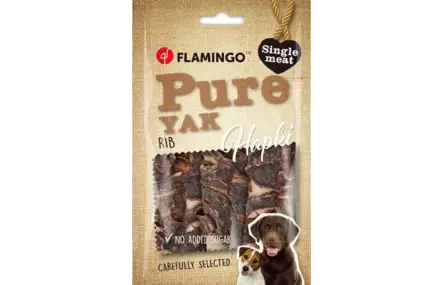 Jakin kylkiluu & kuivattua sydäntä 100g Flamingo - Koirien puruluut - 056274 - 2