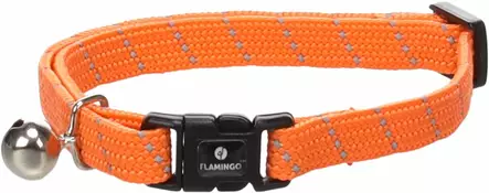 Kissan joustopanta Elza 20-34cm heijastava oranssi Flamingo - Aikuisen kissan pannat - 057674 - 1