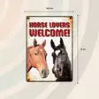 Metallikyltti "Horse lovers welcome!" 21x14,8cm Flamingo - Varoitus- ja huomiokyltit - 059344 - 2