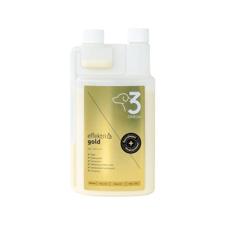 Effektri GOLD 1L koira Omega3 nivelet - Koiran ravintoöljyt - 028734 - 1