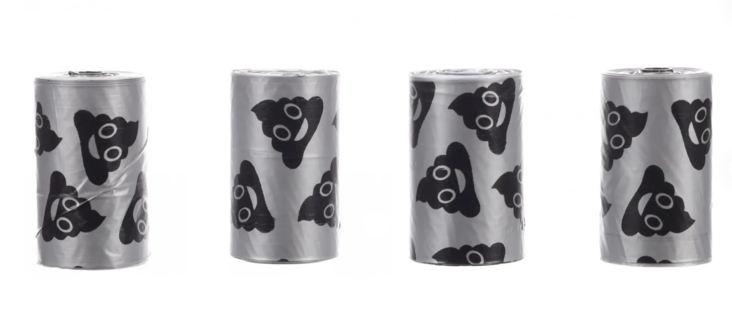 Kakkapussirulla Forta Silver 4x15kpl 22x32cm Poop-kuvioin Flamingo - Koiran kakkapussit ja pidikkeet - 032564 - 1