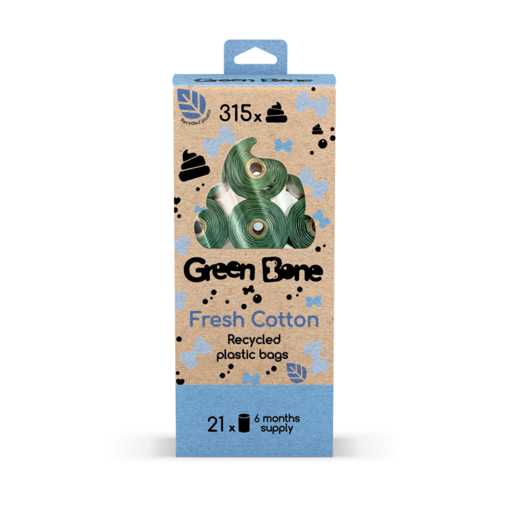 Kakkapussit 21x15pss cotton GreenBone - Koiran kakkapussit ja pidikkeet - 034454 - 1