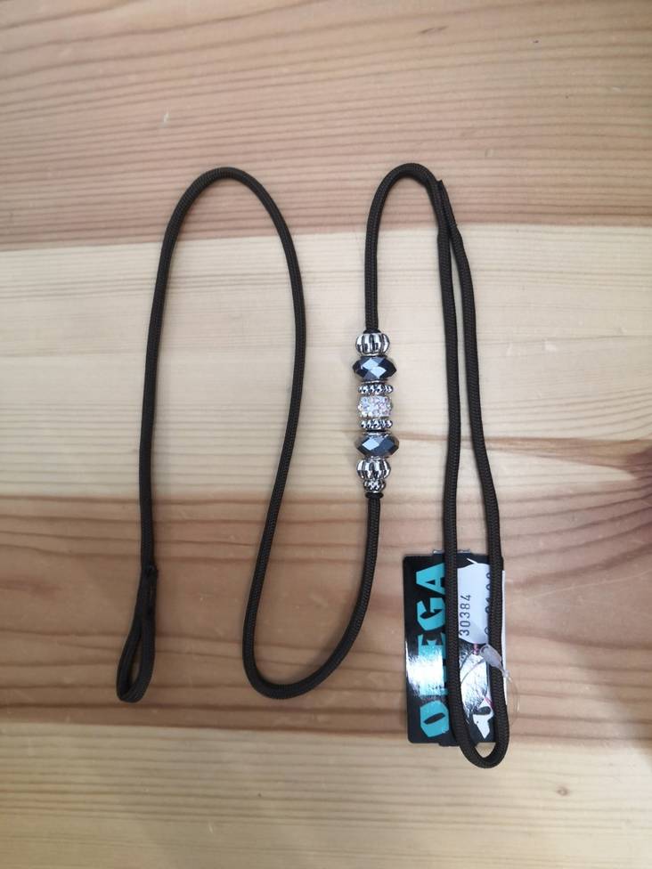 Näyttelyhihna ketjulle 3mm/80cm ruskea hihna hopeisin koristekivin Onega - Koiran näyttelytaluttimet - 030384 - 1