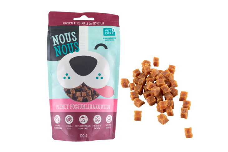 Pienet possunlihakuutiot 100g NousNous - Koiran herkut ja makupalat - 016244 - 1