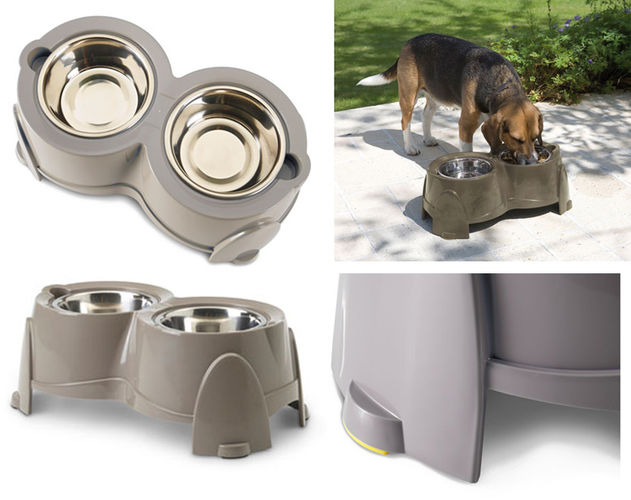 Ruokabaari 2x850ml Ergo Feeder harmaa - Koiran muovi- ja melamiinikupit - 003104 - 1