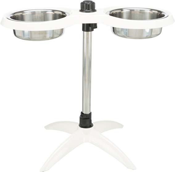 Ruokabaari säädettävä 2 x 1,6l / 21cm valkoinen melamiini / teräs Trixie - Koiran metallikupit ja telineet - 019264 - 1