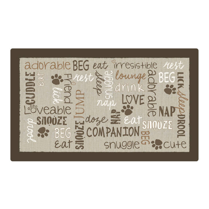 Ruokailualusta Teksti ruskea 51x30cm Drymate - Kissan ruokinta-alustat - 039614 - 1