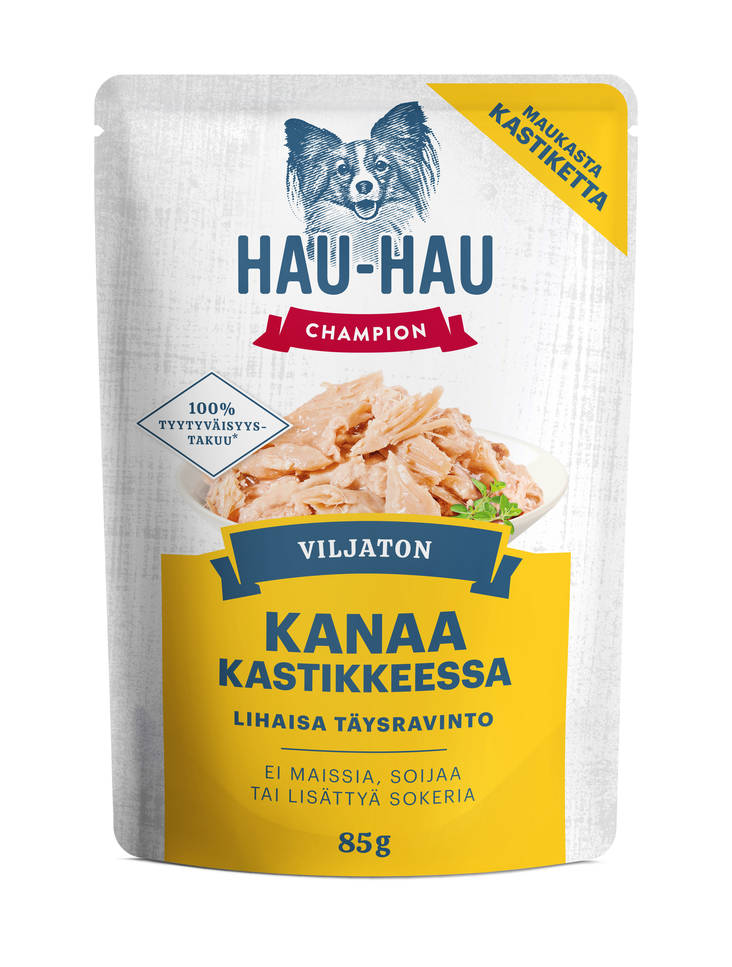 Viljaton kanaa kastikkeessa 85g Hau Hau Champion - Koiran säilykkeet aikuisille koirille - 029804 - 1